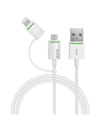Cavo USB-M_MicroUSB-M con adattatore Lightning Leitz - bianco - 63080001