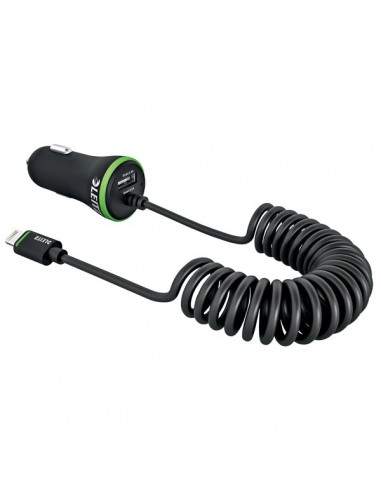 Carica batterie da auto 1lightning+1USB 24W Leitz - nero - 63520095