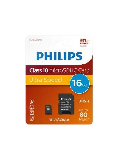 Flash Memory Card Micro Philips - 16GB - Micro SDHC Class 10 - PHMSDMA16GBHCCL10