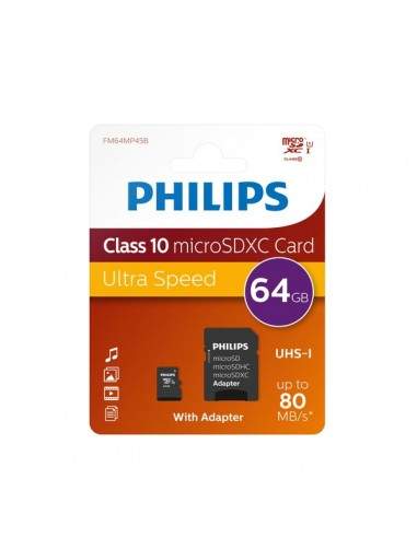 Flash Memory Card Micro Philips - 64GB - Micro SDXC Class 10 - PHMSDMA64GBXCCL10