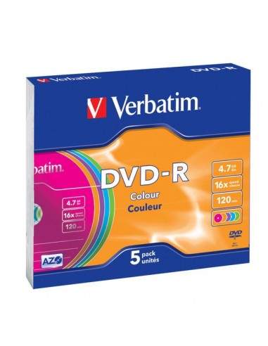 DVD-R Verbatim 4,7 Gb Slim case colour - 16x - 43557 (conf.5)