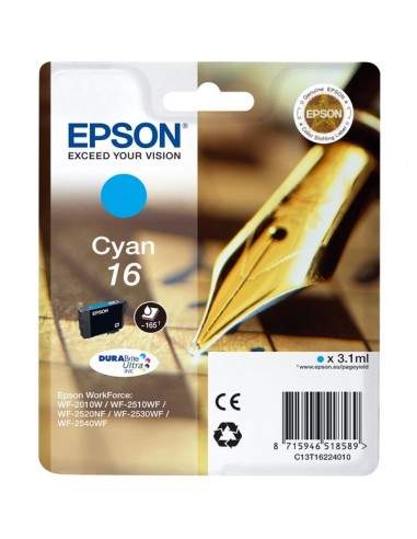 Originale Epson inkjet cartuccia ink pigmentato penna e cruc.Durabrite Ultra 16 - ciano - C13T16224012