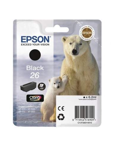 Originale Epson inkjet cartuccia ink pigm. orso polare Claria Premium 26 - 6.2 ml - nero - C13T26014012