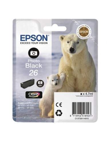 Originale Epson inkjet cartuccia orso polare Claria Premium 26 - 4.7 ml - nero fotografico - C13T26114012