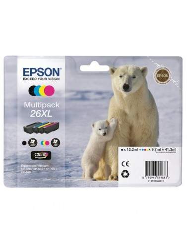 Originale Epson inkjet conf. 4 cartucce A.R. orso polare Claria Premium 26XL/- n+c+m+g - C13T26364010