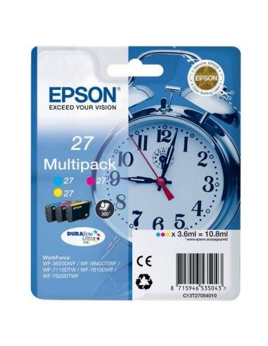 Originale Epson inkjet conf. 3 cartucce sveglia Durabrite Ultra 27 - 10,8 ml - c+m+g - C13T27054012