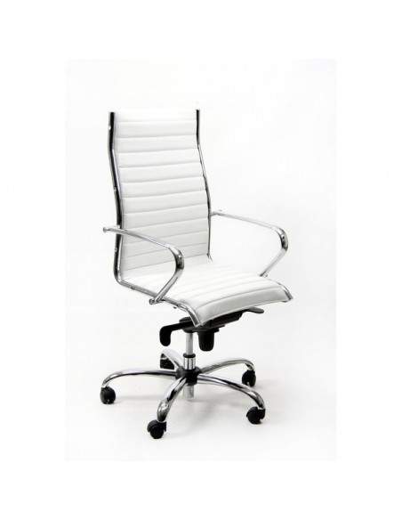 Poltrona direzionale girevole Unisit Pollux New PNP schienale alto - rivest. pelle bianco - con braccioli - PNP/PQ UNISIT - 2