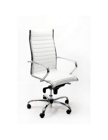 Poltrona direzionale girevole Unisit Pollux New PNP schienale alto - rivest. pelle bianco - con braccioli - PNP/PQ UNISIT - 3