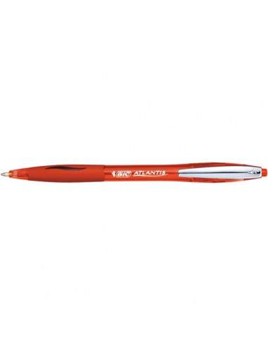 Penna a sfera a scatto Atlantis Bic - rosso - 1 mm - 887133 (conf. 12)