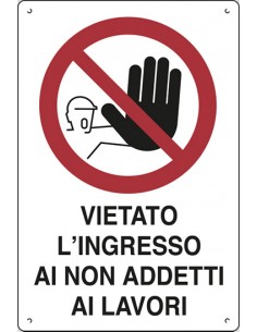 Cartello segnaletico in polionda - 60x40 -  vietato l'ingresso ai non addetti ai lavori -  16302710POB0600X0400 Pubblicentro - 1