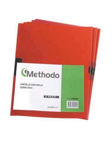 Cartellina Pvc C/Molla Dorso 5 Rosso Spring File 22X31 - X200506 - (conf. 5) Methodo - 1