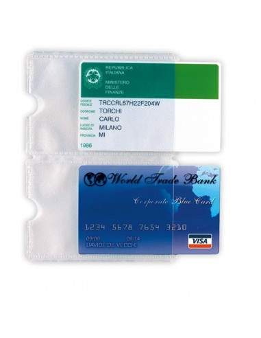 Conf. 5 Buste Porta Card 2P Trasp. A 2 Tasche 5,8X8,7Cm - 484202 Sei Rota - 1