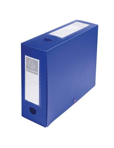 Scatola Archivio Box Con Bottone Blu F.To 25X33Cm D 100Mm Exacompta - 59932E Exacompta - 1
