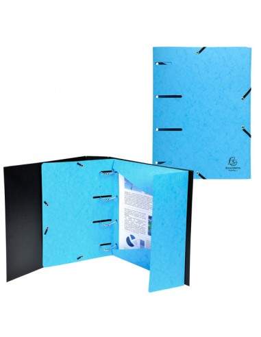 Cartellina 3 Lembi Forata C/Elastico Azzurro Cartoncino Lustre' Punchy - 447102E - (conf. 25) Exacompta - 1