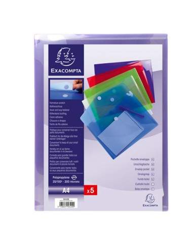 Busta A Tasca Con Velcro In Pp Colorato F.To 24X32Cm Per A4 Exacompta - 56420E - (conf. 5) Exacompta - 1