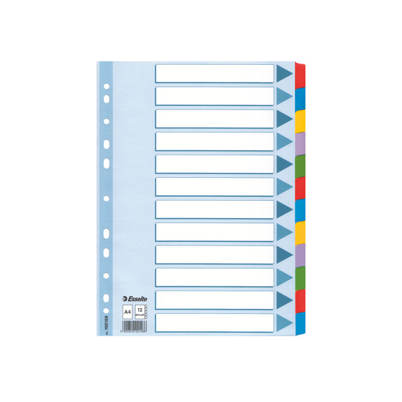 Separatore alfabetico A/Z - cartoncino bianco 160 gr - tasti