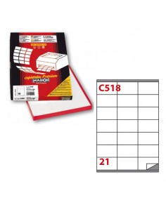 Etichetta Adesiva C/518 Bianca 100Fg A4 70X40Mm (21Et/Fg) Markin - 210C518 Markin - 1