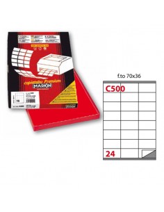 Etichetta Adesiva C/500 Rosso 100Fg A4 70X36Mm (24Et/Fg) Markin - 210C500R Markin - 1