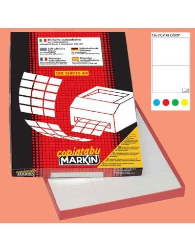 Etichetta Adesiva C/509 Giallo 100Fg A4 210X148Mm (2Et/Fg) Markin - 210C509GI Markin - 1