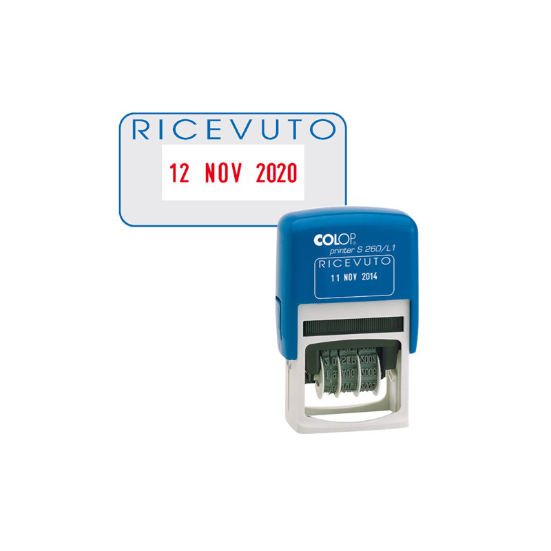 Timbro S260/L1 Datario + Ricevuto 4Mm Autoinchiostrante Colop