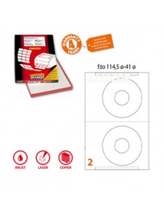 Etichetta Adesiva A/461 Bianca 100Fg A4 X Cd Ø114,5Mm Foro 41(2Et/Fg) Coprente - 210A461COP Markin - 1