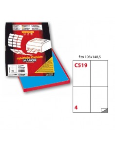 Etichetta Adesiva C/519 Blu 100Fg A4 105X148Mm (4Et/Fg) Markin - 210C519BL Markin - 1