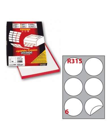 Etichetta Adesiva R/315 Bianca 100Fg A4 Tonda Ø85Mm (6Et/Fg) Markin - 210R315 Markin - 1