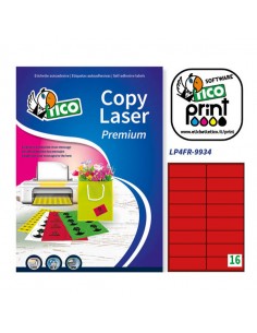 Etichetta Adesiva Lp4F Rosso Fluo 70Fg A4 99,1X34Mm (16Et/Fg) Tico - LP4FR-9934 Tico - 1