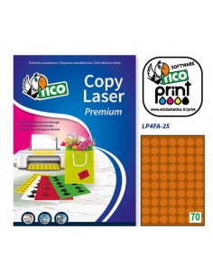 Etichetta Adesiva Arancio Fluo 70Fg A4 Tonda Ø25Mm (70Et/Fg) Tico - LP4FA-25 Tico - 1