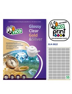 Etichetta Adesiva Rettangolare Argento Satinata 100Fg A4 36X22Mm (55Et/Fg) Tico - SL4-3622 Tico - 1