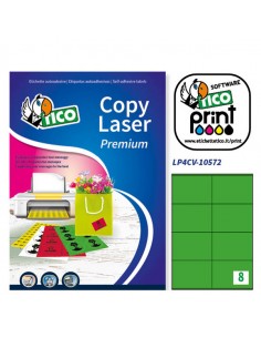 Etichetta Adesiva Lp4C Verde Opaco 70Fg A4 105X72Mm (8Et/Fg) Tico - LP4CV-10572 Tico - 1