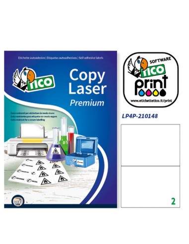 Poliestere Adesivo Lp4P Bianco 70Fg A4 210X148Mm (2Et/Fg) Laser Tico - LP4P-210148 Tico - 1