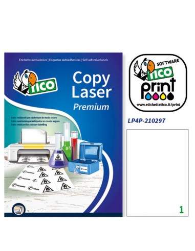 Poliestere Adesivo Lp4P Bianco 70Fg A4 210X297Mm (1Et/Fg) Laser Tico - LP4P-210297 Tico - 1