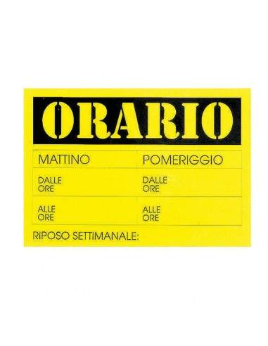 Cartello In Cartoncino 'Orario Dalle..Alle..' 23X32Cm Cwr 315/13 - 315/13 - (conf. 10) CWR - 1