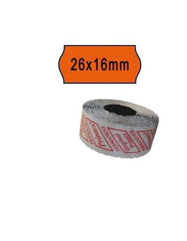 Pack 10 Rotoli 1000 Etich. 26X16Mm Onda Arancio Perm. Printex - 2616sfp7ar Printex - 1