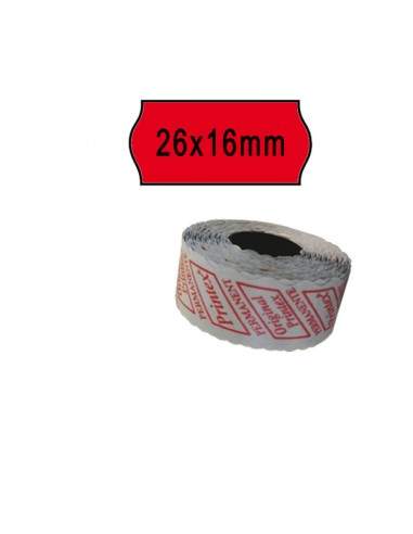 Pack 10 Rotoli 1000 Etich. 26X16Mm Onda Rosso Perm. Printex - 2616sfp7rs Printex - 1