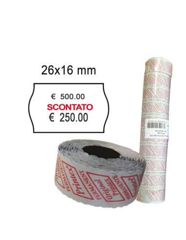 Pack 10 Rotoli 1000 Etich. 26X16Mm Onda "Scontato" Bianco Perm. Printex - 2616sbp10st Printex - 1