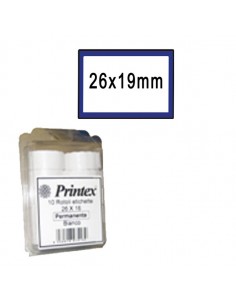 Pack 10 Rotoli 600 Etich. 26X19Mm Bianco Remov. Cornice Blu Printex - B10/2619BRSTBB Printex - 1