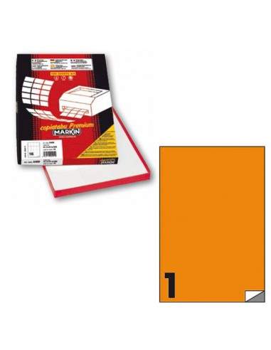 Etichetta Adesiva C/503 Arancio Fluo 100Fg A4 210X297Mm (1Et/Fg) Markin - X210C503F-AR Markin - 1