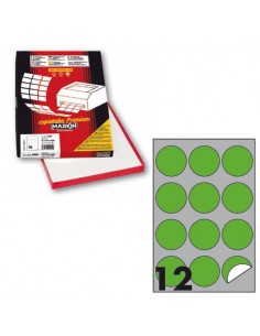 Etichetta Adesiva R/310 Verde Fluo 100Fg A4 Tonda Ø60Mm (12Et/Fg) Markin - X210R310F-VE Markin - 1