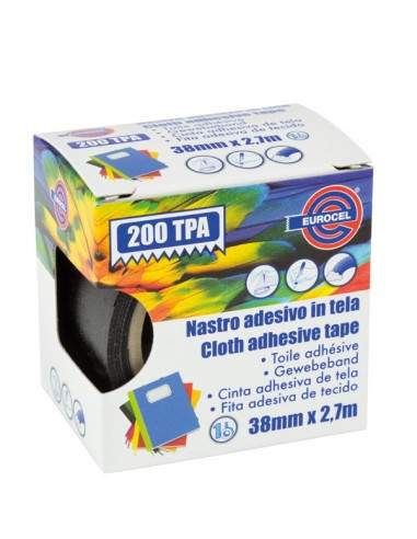 Nastro Adesivo Telato Tpa Nero 200 38Mmx2,7Mt Eurocel - 016714314 Eurocel - 1