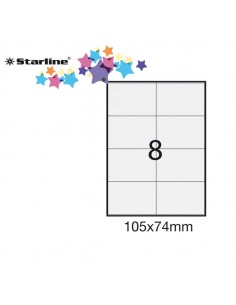 Etichetta Adesiva Bianca 100Fg A4 105X74Mm (8Et/Fg) Starline - STL3034 STARLINE - 1