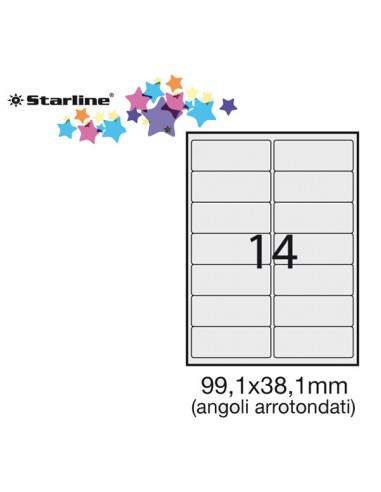 Etichetta Adesiva Bianca 100Fg A4 99,1X38,1Mm (14Et/Fg) Angoli Tondi Starline - STL3044 STARLINE - 1