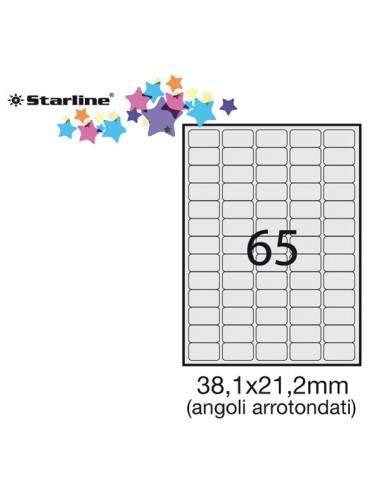 Etichetta Adesiva Bianca 100Fg A4 38,1X21,2Mm (65Et/Fg) Angoli Tondi Starline - STL3046 STARLINE - 1