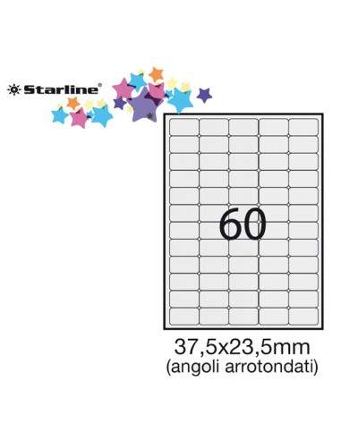 Etichetta Adesiva Bianca 100Fg A4 37,5X23,5Mm (60Et/Fg) Angoli Tondi Starline - STL3048 STARLINE - 1