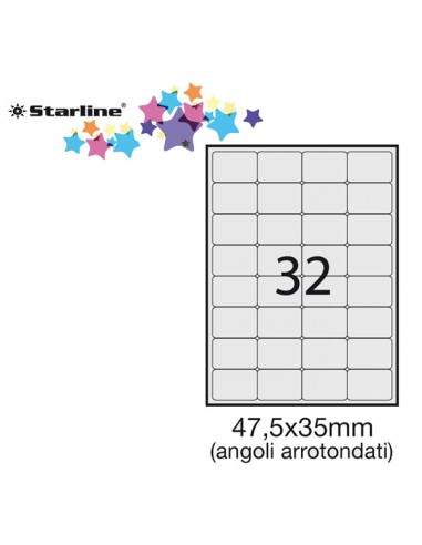 Etichetta Adesiva Bianca 100Fg A4 47,5X35Mm (32Et/Fg) Angoli Tondi Starline - STL3052 STARLINE - 1