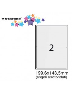 Etichetta Adesiva Bianca 100Fg A4 199,6X143,5Mm (2Et/Fg) Angoli Tondi Starline - STL3055 STARLINE - 1