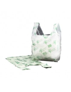 Shopper NESSUNO in mater-bi biodegradabile verde 27+7,5+7,5x50 cm cartone da 500 pz - 21381  - 1
