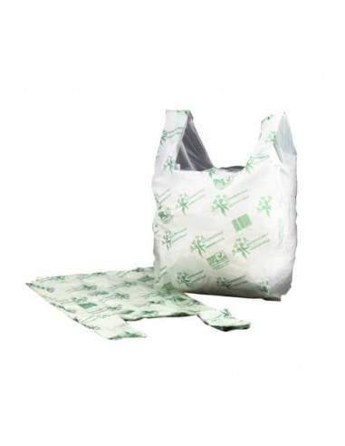 Shopper NESSUNO in mater-bi biodegradabile verde 27+7,5+7,5x50 cm cartone da 500 pz - 21381  - 1