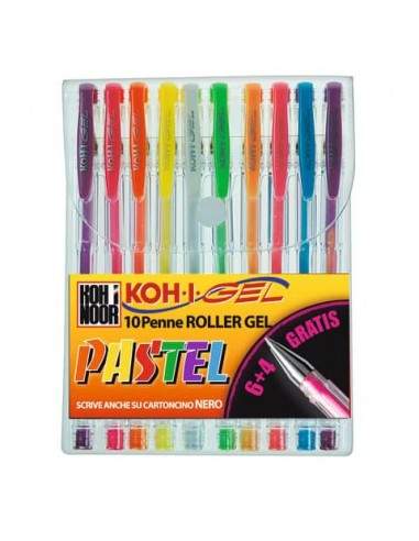 Penne gel KOH-I-NOOR 0,7mm colori pastello assortiti conf.10 - NAGP10P Koh-i-noor - 1